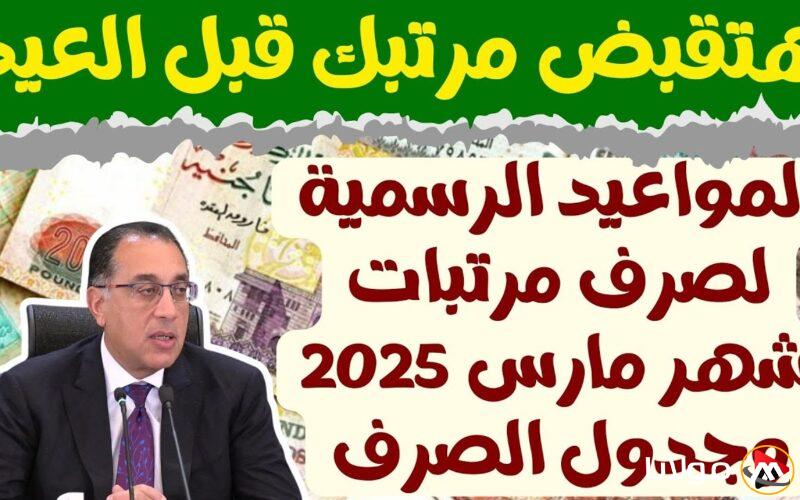 المالية تعلن رسمياً تبكير موعد صرف مرتبات شهر مارس 2025 لجميع العاملين في مصر