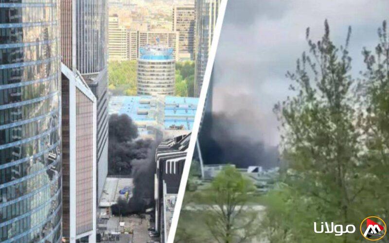 اندلاع حريق بالقرب من مركز تجاري في موسكو إثر انفجار سيارة
