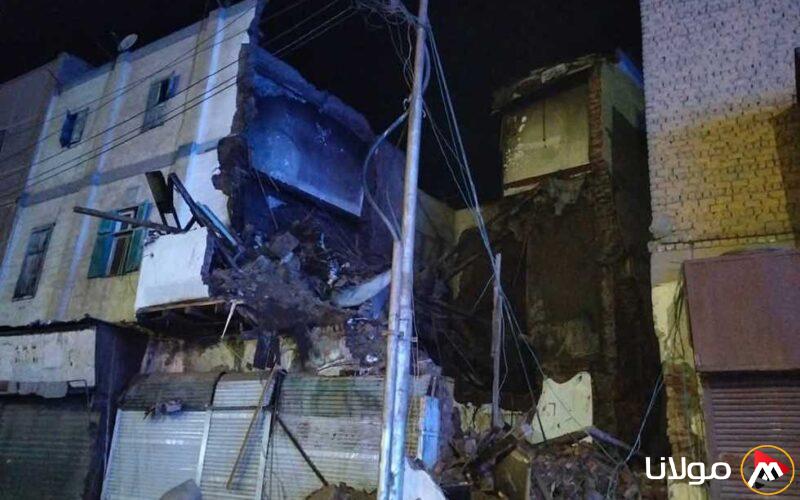 انهيار جزئي لمنزل من أربعة طوابق في سوهاج نتيجة لهبوط أرضي