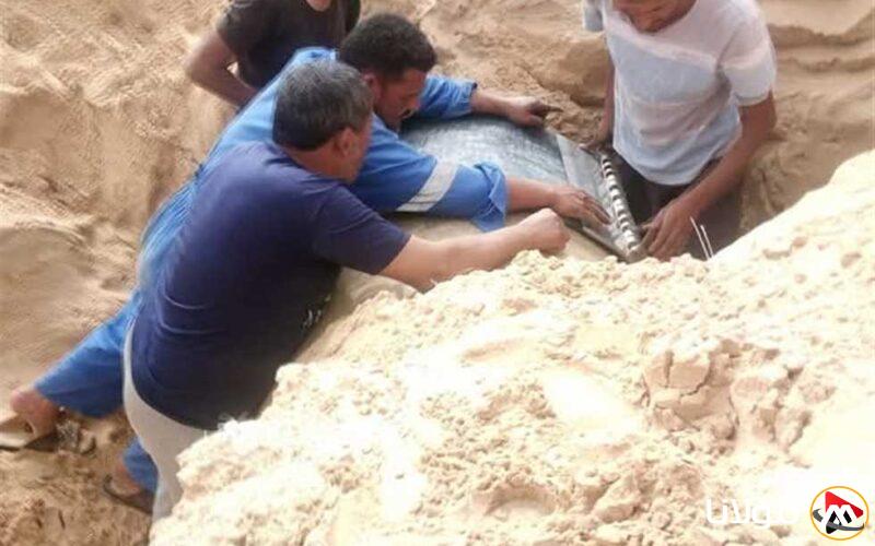 ترميم خط المياه الذي يمد مدينة بئر العبد