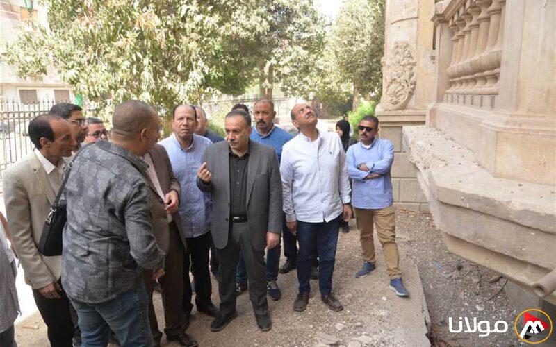 محافظ أسيوط يستمر في متابعة جهود تطوير وتحسين حديقة قصر ألكسان باشا الأثرية