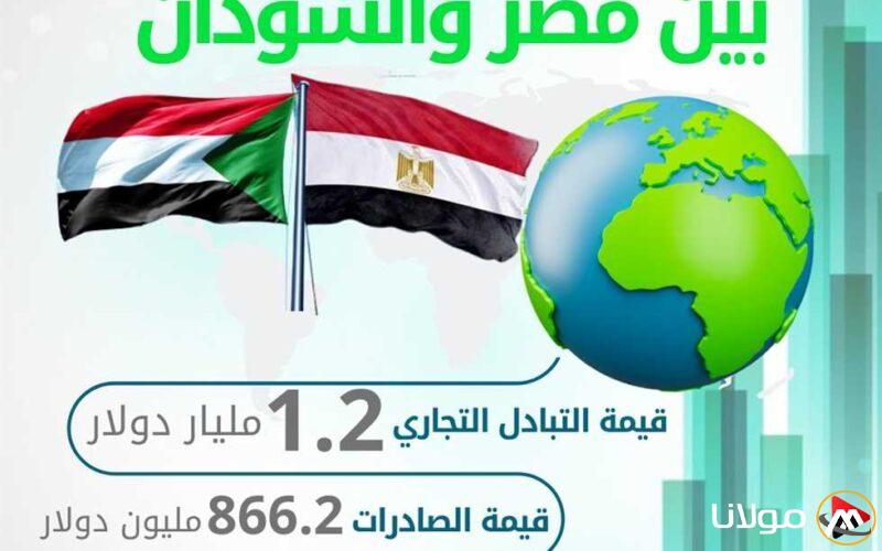 التبادل التجاري بين مصر والسودان يصل إلى 1.2 مليار دولار في 2024