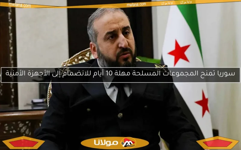 سوريا تمنح المجموعات المسلحة مهلة 10 أيام للانضمام إلى الأجهزة الأمنية