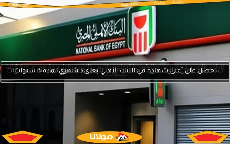احصل على أعلى شهادة في البنك الأهلي بعائد شهري لمدة 3 سنوات