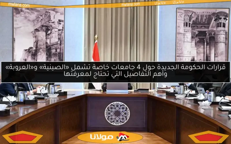 قرارات الحكومة الجديدة حول 4 جامعات خاصة تشمل «الصينية» و«العروبة» وأهم التفاصيل التي تحتاج لمعرفتها