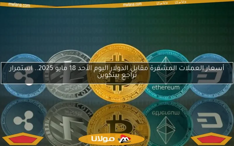 أسعار العملات المشفرة مقابل الدولار اليوم الأحد 18 مايو 2025.. استمرار تراجع بيتكوين