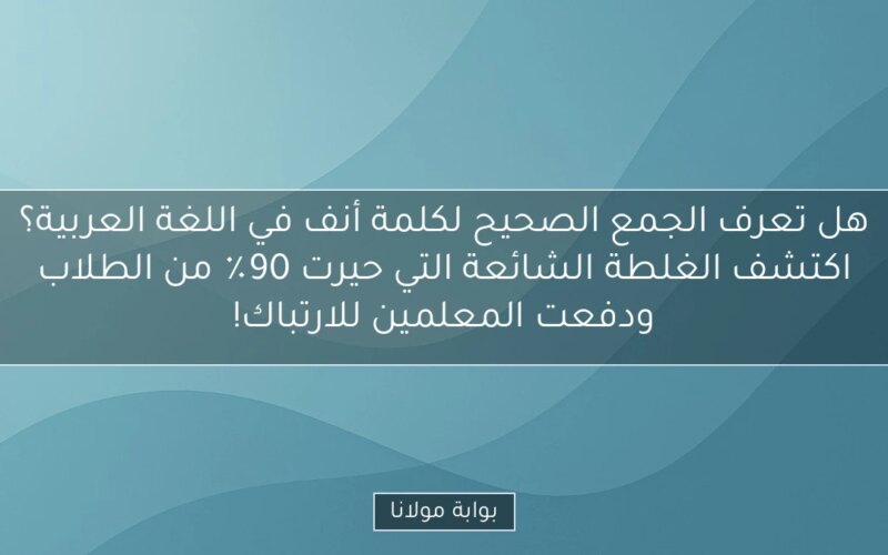 هل تعرف الجمع الصحيح لكلمة أنف في اللغة العربية؟ اكتشف الغلطة الشائعة التي حيرت 90٪ من الطلاب ودفعت المعلمين للارتباك!