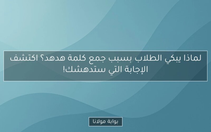 لماذا يبكي الطلاب بسبب جمع كلمة هدهد؟ اكتشف الإجابة التي ستدهشك!