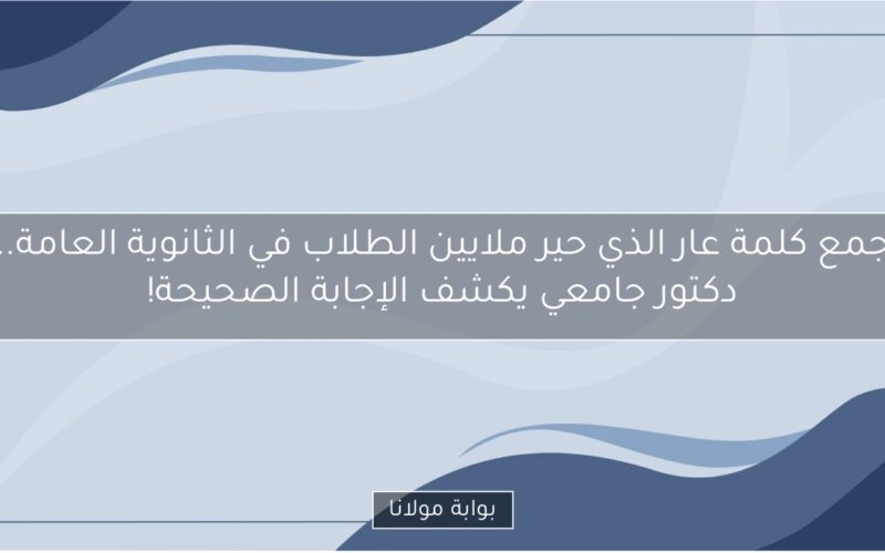 جمع كلمة عار الذي حير ملايين الطلاب في الثانوية العامة.. دكتور جامعي يكشف الإجابة الصحيحة!