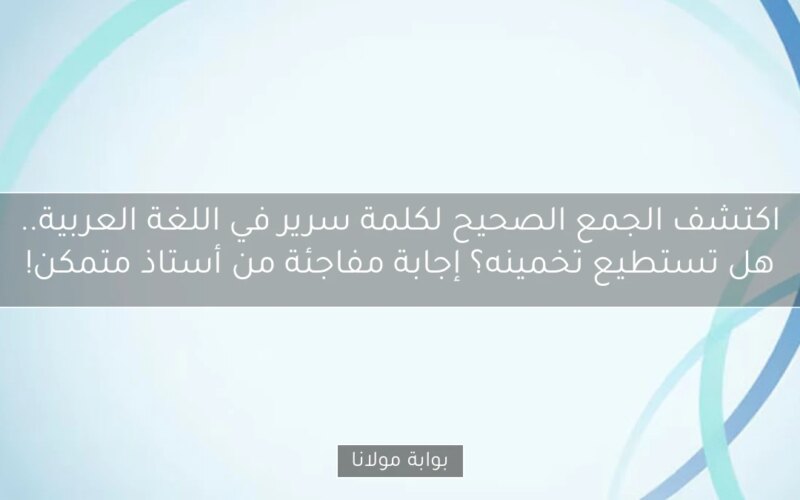 اكتشف الجمع الصحيح لكلمة سرير في اللغة العربية.. هل تستطيع تخمينه؟ إجابة مفاجئة من أستاذ متمكن!