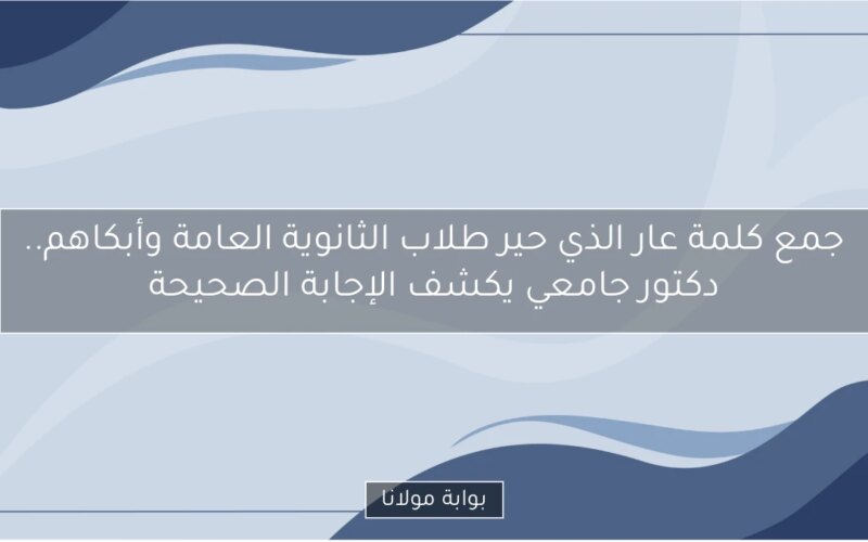 جمع كلمة عار الذي حير طلاب الثانوية العامة وأبكاهم.. دكتور جامعي يكشف الإجابة الصحيحة