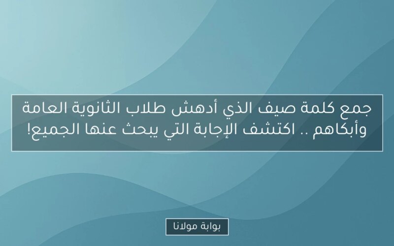 جمع كلمة صيف الذي أدهش طلاب الثانوية العامة وأبكاهم .. اكتشف الإجابة التي يبحث عنها الجميع!