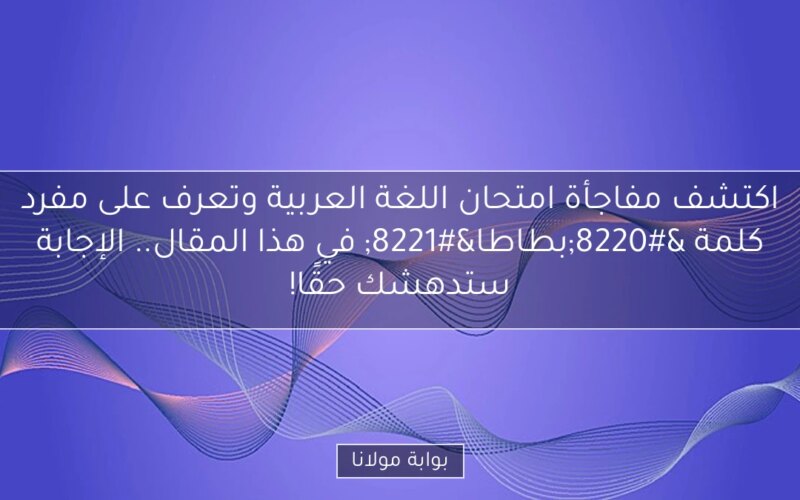 اكتشف مفاجأة امتحان اللغة العربية وتعرف على مفرد كلمة “بطاطا” في هذا المقال.. الإجابة ستدهشك حقًا!