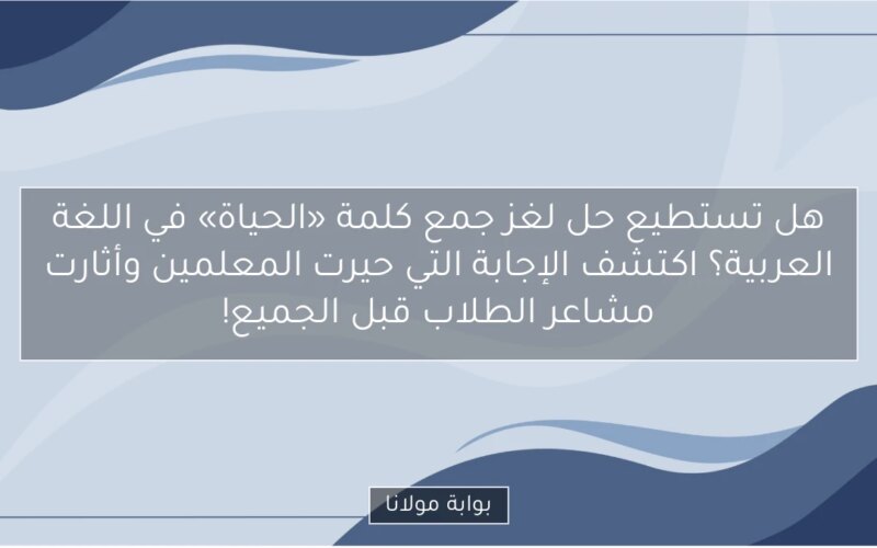 هل تستطيع حل لغز جمع كلمة «الحياة» في اللغة العربية؟ اكتشف الإجابة التي حيرت المعلمين وأثارت مشاعر الطلاب قبل الجميع!