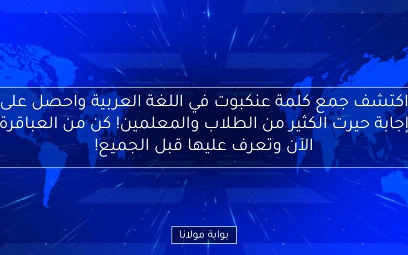 اكتشف جمع كلمة عنكبوت في اللغة العربية واحصل على إجابة حيرت الكثير من الطلاب والمعلمين! كن من العباقرة الآن وتعرف عليها قبل الجميع!