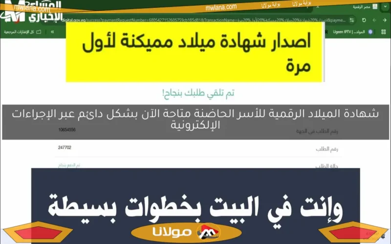 شهادة الميلاد الرقمية للأسر الحاضنة متاحة الآن بشكل دائم عبر الإجراءات الإلكترونية