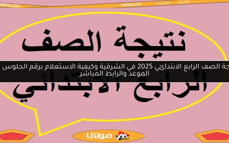 نتيجة الصف الرابع الابتدائي 2025 في الشرقية وكيفية الاستعلام برقم الجلوس مع الموعد والرابط المباشر