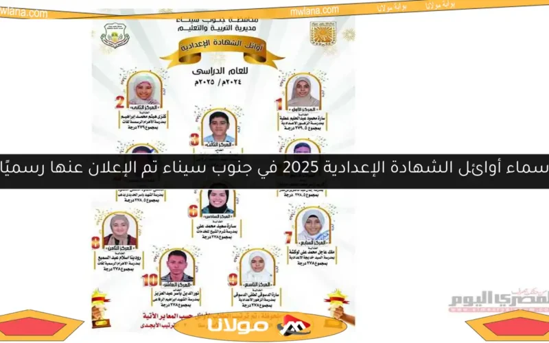 أسماء أوائل الشهادة الإعدادية 2025 في جنوب سيناء تم الإعلان عنها رسميًا!