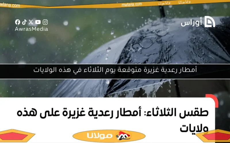 أمطار رعدية غزيرة متوقعة يوم الثلاثاء في هذه الولايات