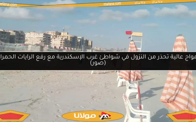 أمواج عالية تحذر من النزول في شواطئ غرب الإسكندرية مع رفع الرايات الحمراء (صور)