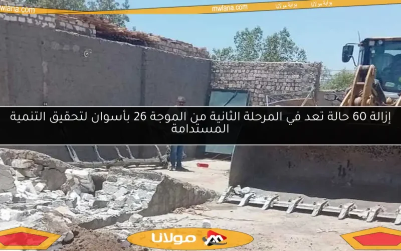 إزالة 60 حالة تعد في المرحلة الثانية من الموجة 26 بأسوان لتحقيق التنمية المستدامة
