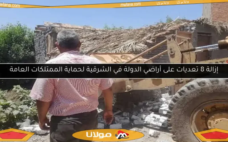 إزالة 8 تعديات على أراضي الدولة في الشرقية لحماية الممتلكات العامة