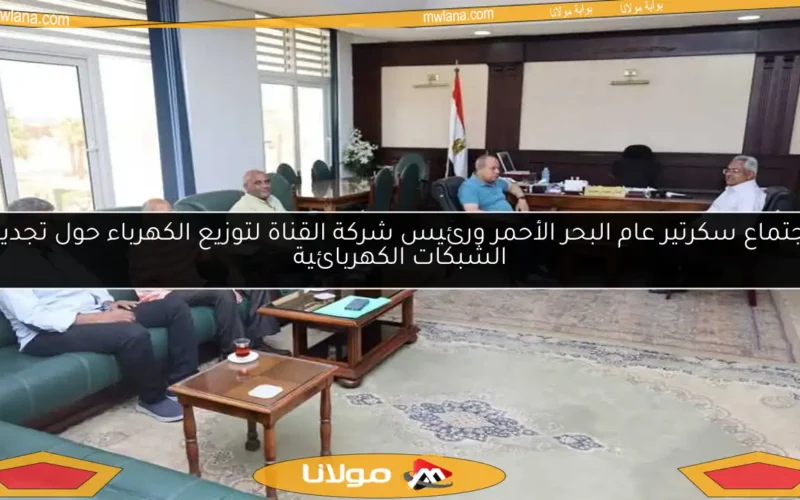 اجتماع سكرتير عام البحر الأحمر ورئيس شركة القناة لتوزيع الكهرباء حول تجديد الشبكات الكهربائية