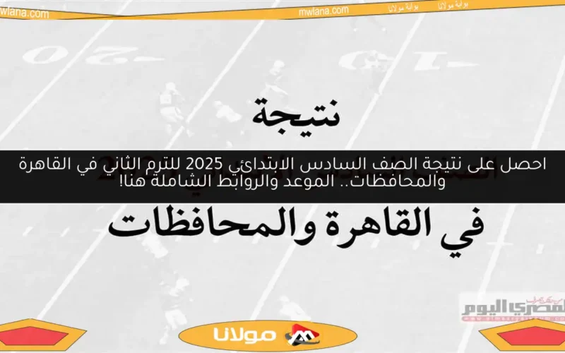 احصل على نتيجة الصف السادس الابتدائي 2025 للترم الثاني في القاهرة والمحافظات.. الموعد والروابط الشاملة هنا!