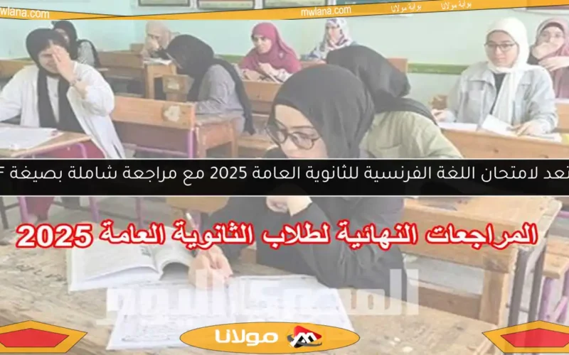استعد لامتحان اللغة الفرنسية للثانوية العامة 2025 مع مراجعة شاملة بصيغة PDF