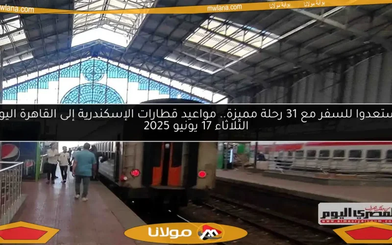 استعدوا للسفر مع 31 رحلة مميزة.. مواعيد قطارات الإسكندرية إلى القاهرة اليوم الثلاثاء 17 يونيو 2025