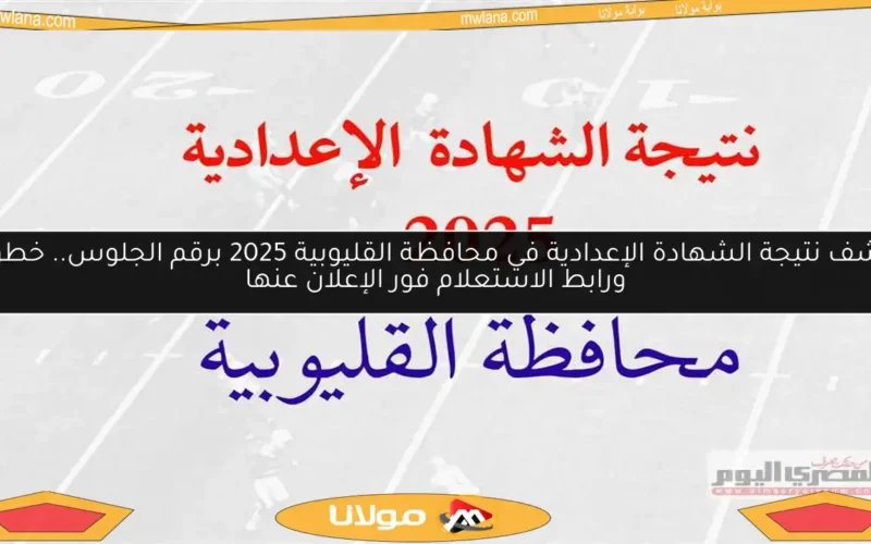 اكتشف نتيجة الشهادة الإعدادية في محافظة القليوبية 2025 برقم الجلوس.. خطوات ورابط الاستعلام فور الإعلان عنها