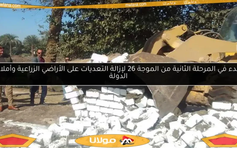 البدء في المرحلة الثانية من الموجة 26 لإزالة التعديات على الأراضي الزراعية وأملاك الدولة