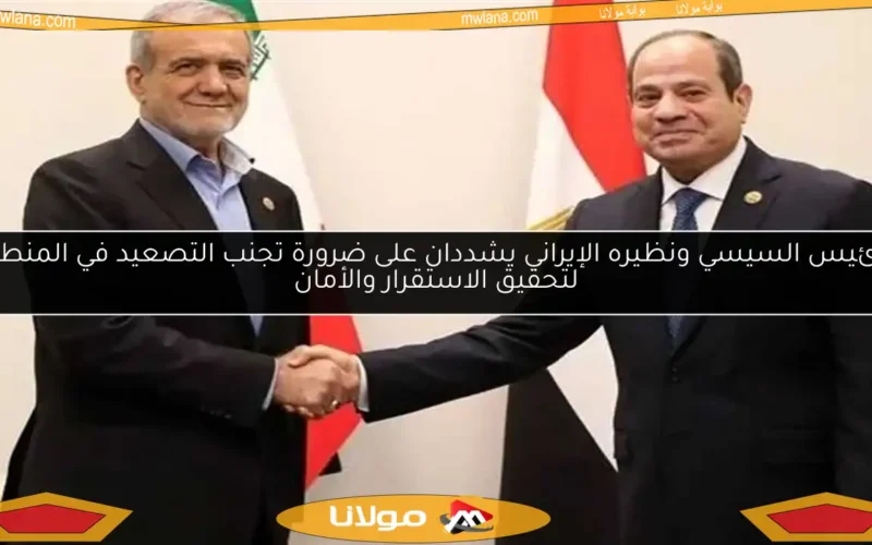 الرئيس السيسي ونظيره الإيراني يشددان على ضرورة تجنب التصعيد في المنطقة لتحقيق الاستقرار والأمان