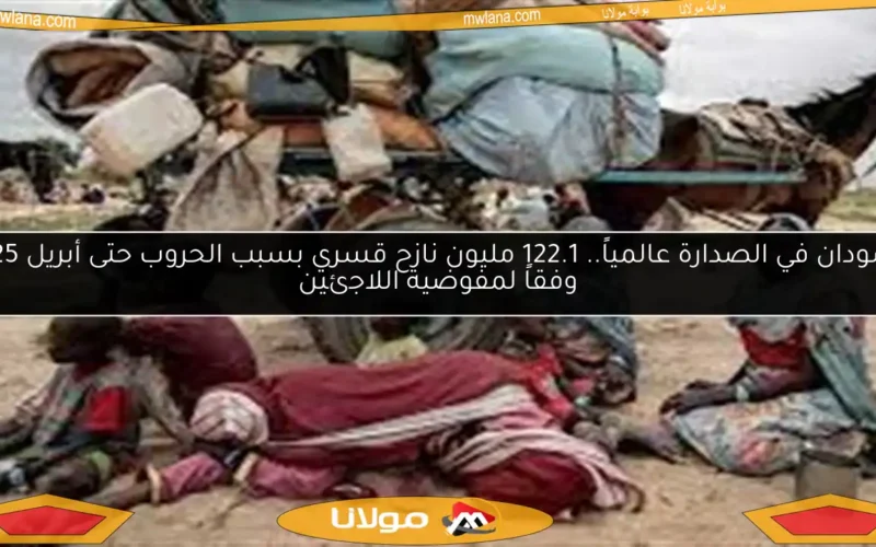 السودان في الصدارة عالمياً.. 122.1 مليون نازح قسري بسبب الحروب حتى أبريل 2025 وفقاً لمفوضية اللاجئين