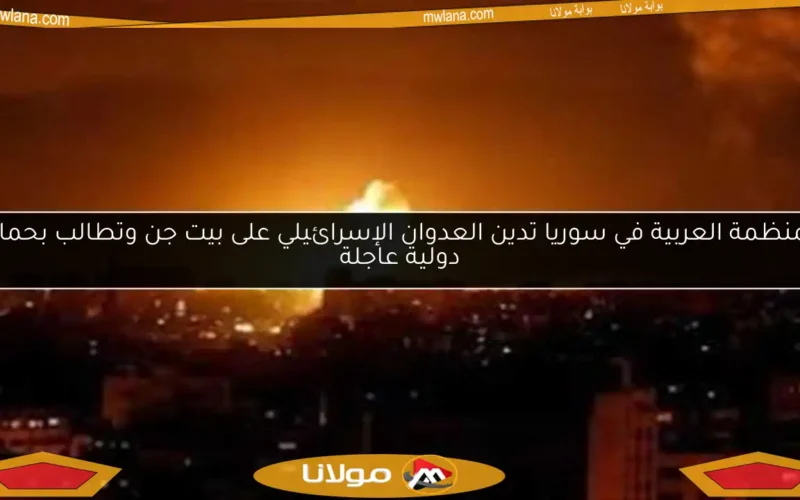 المنظمة العربية في سوريا تدين العدوان الإسرائيلي على بيت جن وتطالب بحماية دولية عاجلة