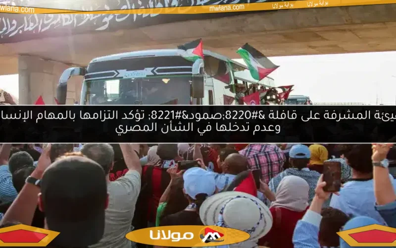 الهيئة المشرفة على قافلة “صمود” تؤكد التزامها بالمهام الإنسانية وعدم تدخلها في الشأن المصري