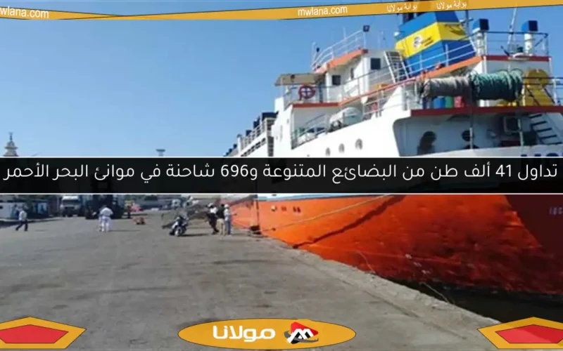 تداول 41 ألف طن من البضائع المتنوعة و696 شاحنة في موانئ البحر الأحمر