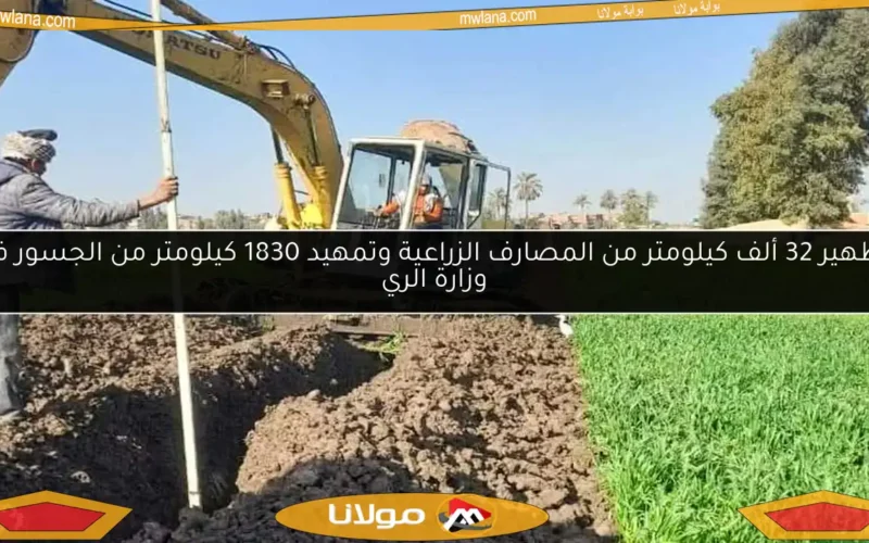 تطهير 32 ألف كيلومتر من المصارف الزراعية وتمهيد 1830 كيلومتر من الجسور في وزارة الري