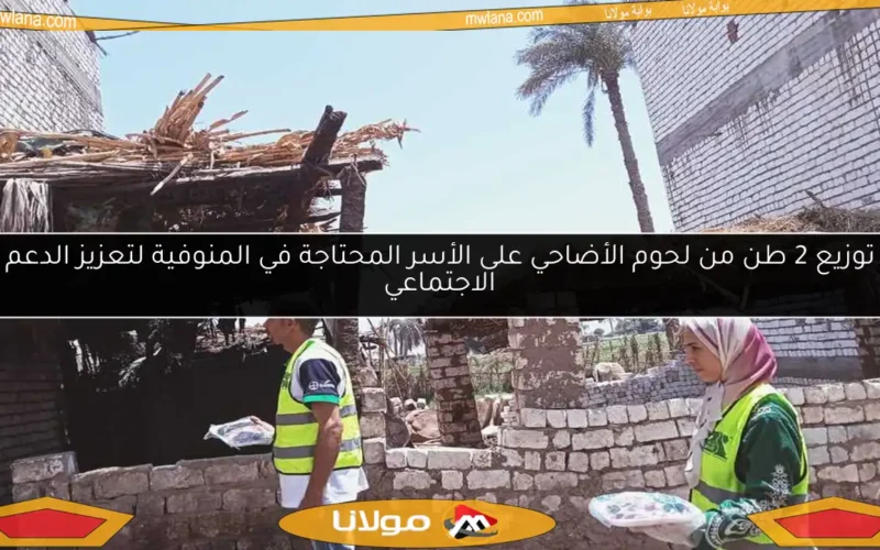 توزيع 2 طن من لحوم الأضاحي على الأسر المحتاجة في المنوفية لتعزيز الدعم الاجتماعي