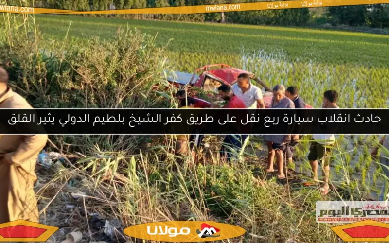 حادث انقلاب سيارة ربع نقل على طريق كفر الشيخ بلطيم الدولي يثير القلق