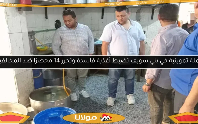 حملة تموينية في بني سويف تضبط أغذية فاسدة وتحرر 14 محضرًا ضد المخالفين
