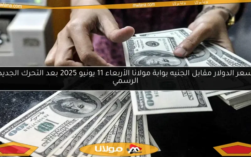سعر الدولار مقابل الجنيه بوابة مولانا الأربعاء 11 يونيو 2025 بعد التحرك الجديد الرسمي