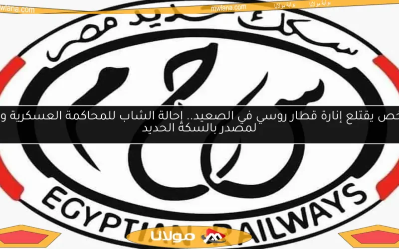شخص يقتلع إنارة قطار روسي في الصعيد.. إحالة الشاب للمحاكمة العسكرية وفقًا لمصدر بالسكة الحديد