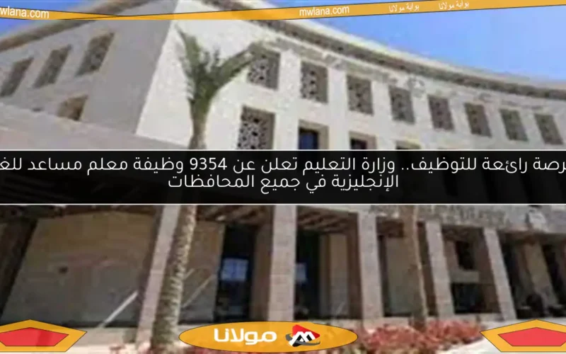 فرصة رائعة للتوظيف.. وزارة التعليم تعلن عن 9354 وظيفة معلم مساعد للغة الإنجليزية في جميع المحافظات