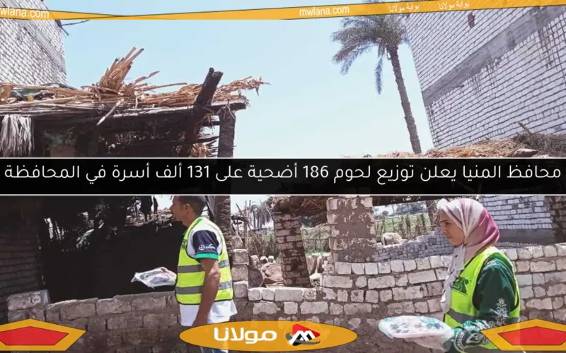 محافظ المنيا يعلن توزيع لحوم 186 أضحية على 131 ألف أسرة في المحافظة