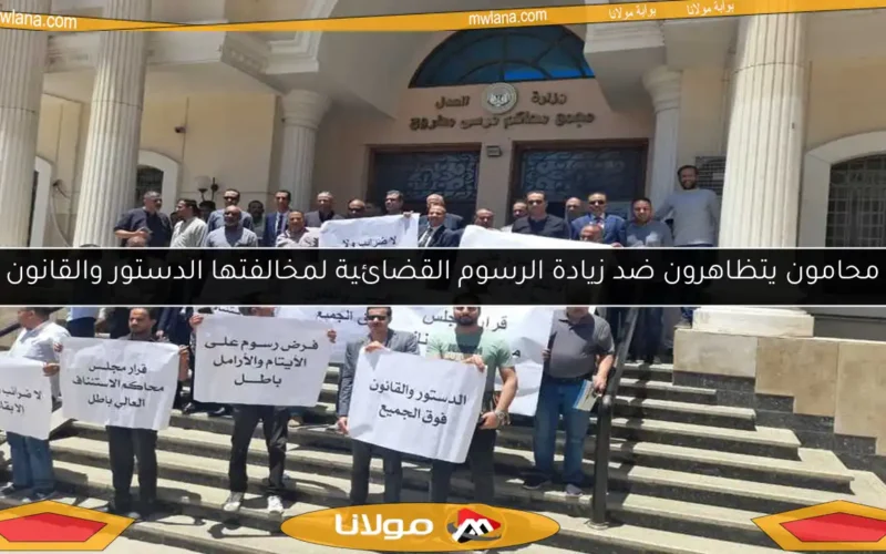 محامون يتظاهرون ضد زيادة الرسوم القضائية لمخالفتها الدستور والقانون