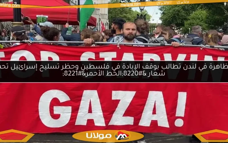 مظاهرة في لندن تطالب بوقف الإبادة في فلسطين وحظر تسليح إسرائيل تحت شعار “الخط الأحمر”