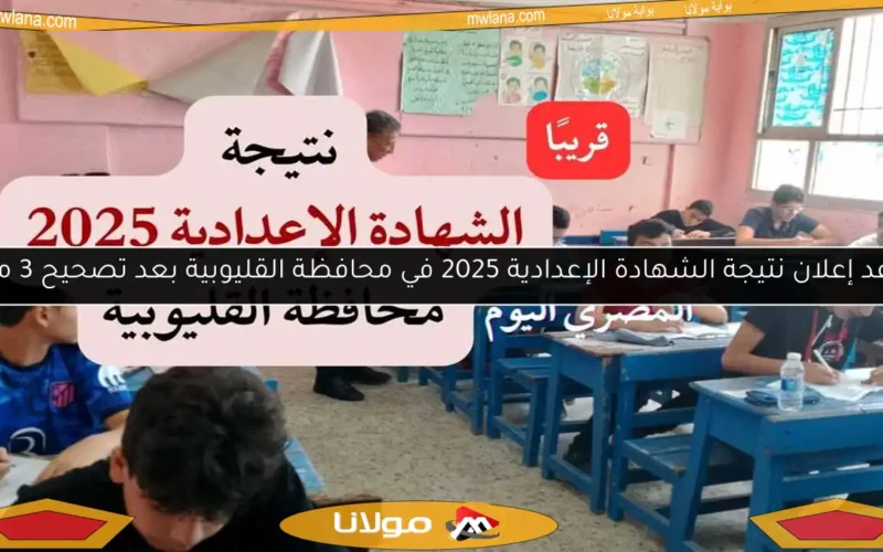 موعد إعلان نتيجة الشهادة الإعدادية 2025 في محافظة القليوبية بعد تصحيح 3 مواد