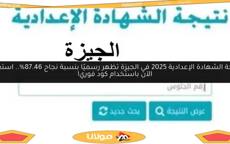 نتيجة الشهادة الإعدادية 2025 في الجيزة تظهر رسميًا بنسبة نجاح 87.46%.. استعلم الآن باستخدام كود فوري!