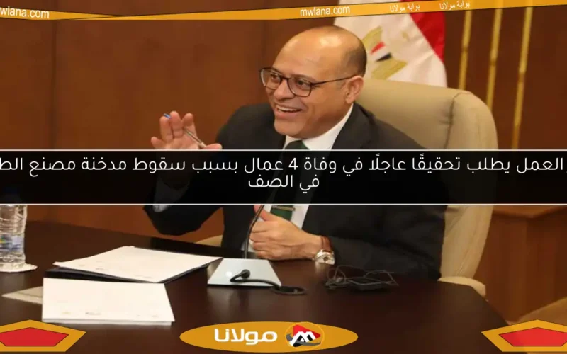 وزير العمل يطلب تحقيقًا عاجلًا في وفاة 4 عمال بسبب سقوط مدخنة مصنع الطوب في الصف